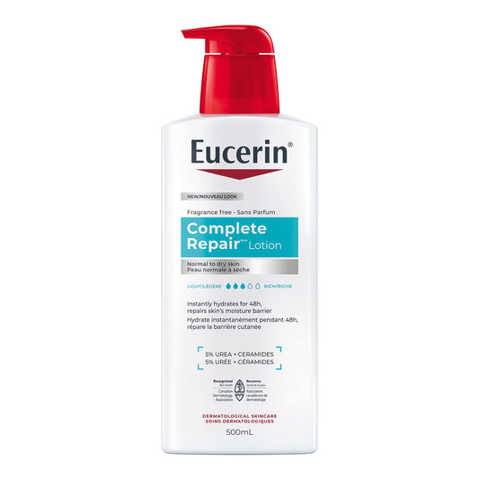 Eucerin Complete Repair Moisturizing Lotion with 5% Urea and Ceramides for Dry Skin, 500 mL