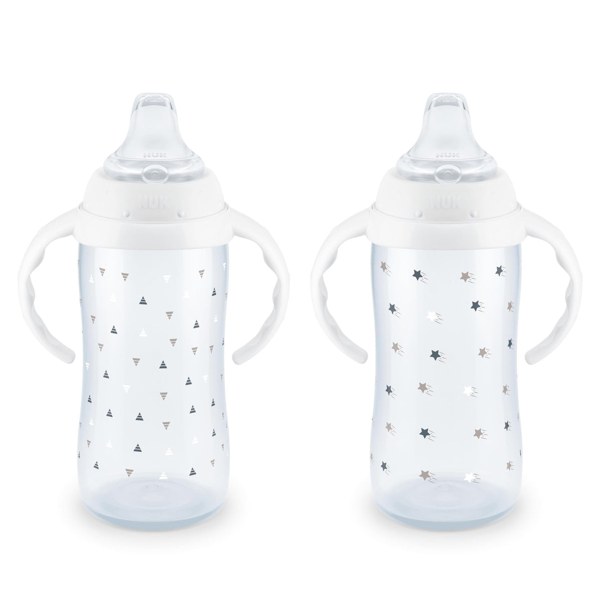 NUK Large Learner Cup, 10 oz (300 mL), 8+ Months, Stars and Triangles, 2 Pack