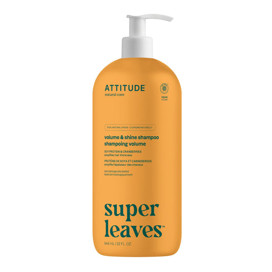 ATTITUDE Volume and Shine Hair Shampoo, Made in Canada, EWG Verified, For Thin Hair, Naturally Derived Ingredients, Vegan and Plant Based, Soy Protein And Cranberries, 946 mL
