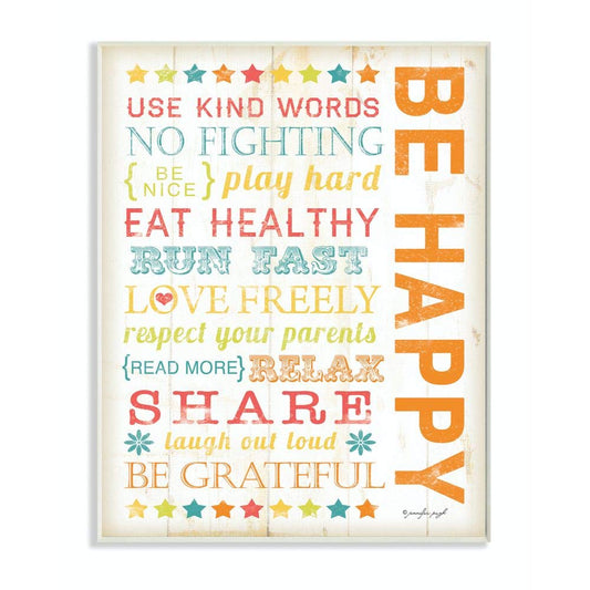 The Kids Room by Stupell Be Happy Typography Rectangle Wall Plaque