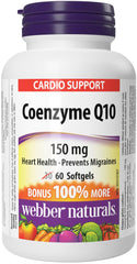 Webber Naturals CoQ10 150 mg, 60 Softgels, For Heart and Migraine Support, High Potency Antioxidant