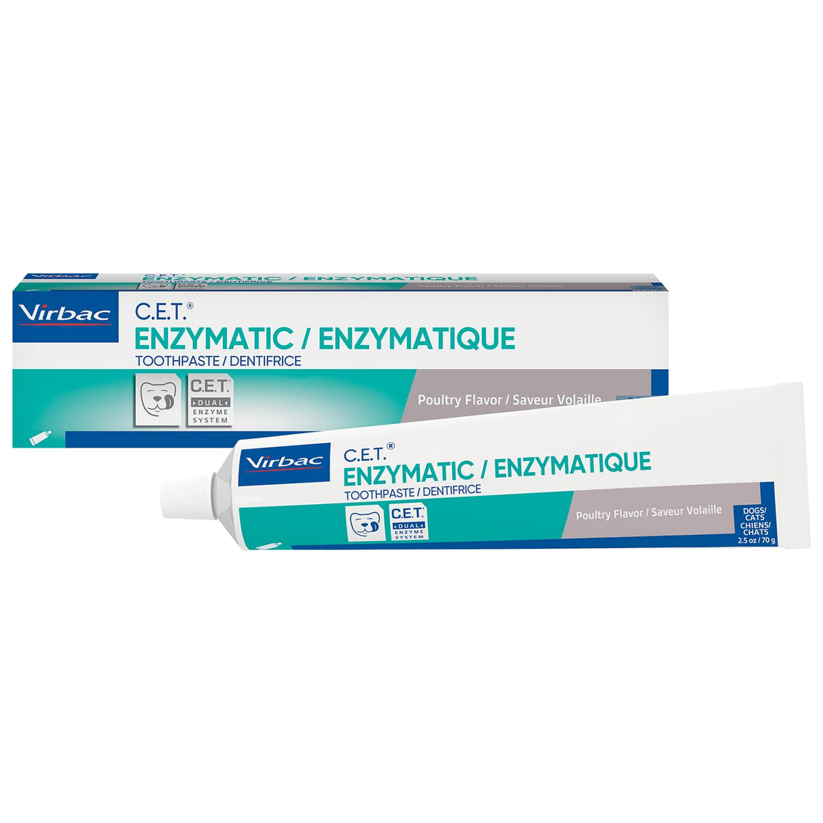 Virbac CET Enzymatic Toothpaste| Eliminates Bad Breath by Removing Plaque & Tartar Buildup | Best Pet Dental Care Toothpaste | Poultry Flavor, 2.5 oz Tube