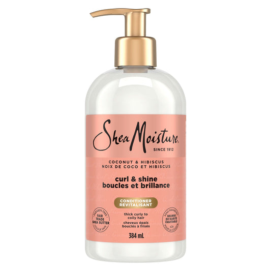 Shea Moisture Coconut & Hibiscus Curl & Shine Conditioner for Thick, Curly Hair with Silk Protein & Neem Oil to Moisturize & Soften 384 ml