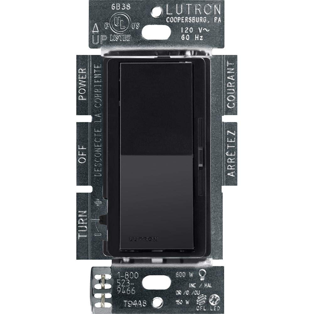 Lutron Diva LED+ Dimmer for Dimmable LED, Halogen and Incandescent Bulbs | Single-Pole or 3-Way | DVCL-153P-BL | Black