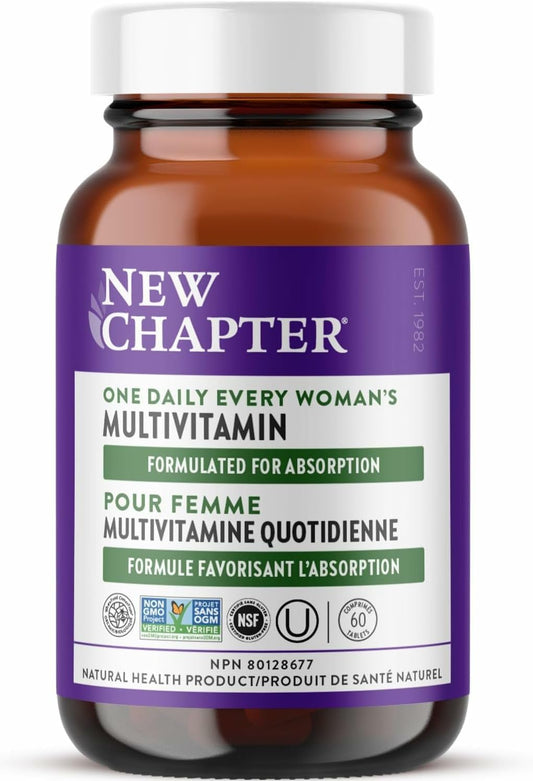 New Chapter Every Woman's One Daily Multivitamin - Bone, Energy & Immune Support - Whole-Food Fermented Nutrients with No Added Sugar - Vegetarian & Gluten-Free - 60 Tablets