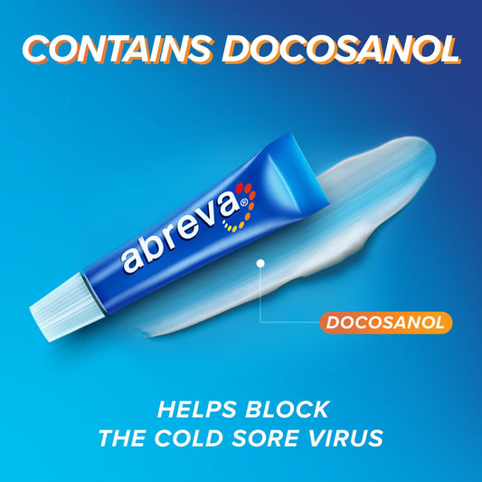 Abreva Cream Tube Cold Sore Treatment, Heals your cold sore in 4.1 days*, Contains docosanol to protect healthy cells against the virus, 2 g