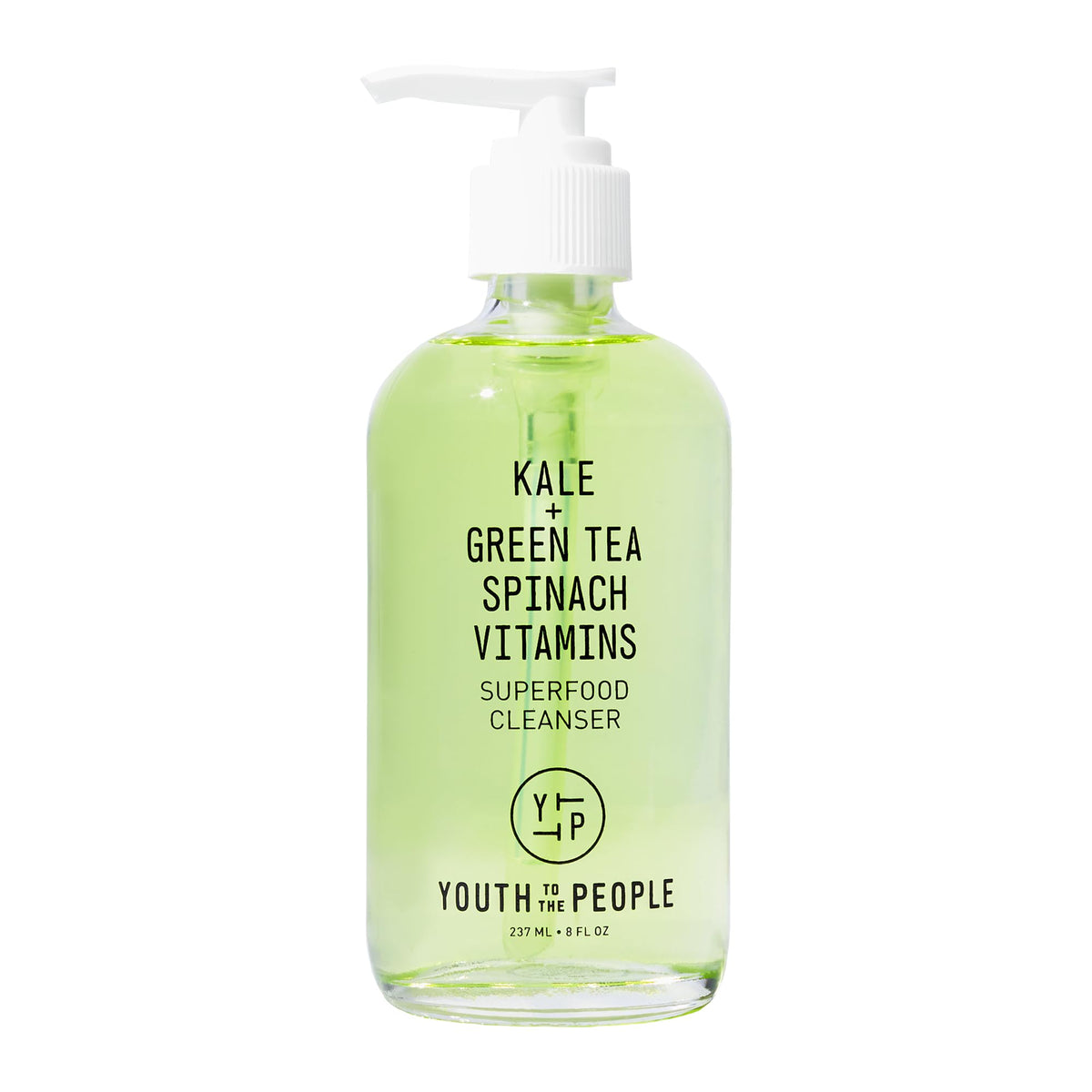 Youth To The People Superfood Facial Cleanser - Kale + Green Tea Daily Face Wash, Gentle Makeup Remover, Antioxidants for Glowing Skin & Less Visible Pores, Award-winning, Refillable - 8 Fl Oz