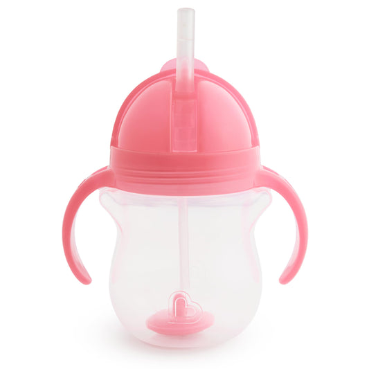 Munchkin Any Angle Click Lock Weighted Straw Trainer Cup, 7 Oz, 1 Pack, Pink