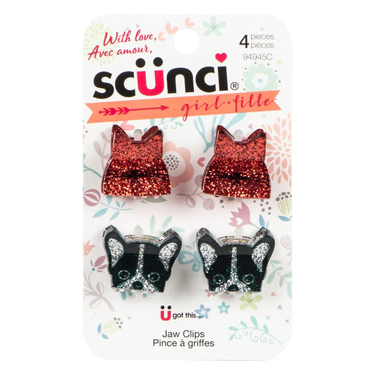 Scunci Kids 94945C 4-pc Mini Animal Claw Clips (colour will vary)