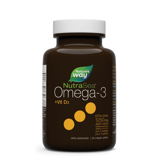 Nature’s Way NutraSea Omega-3 + Vitamin D Softgels – 750mg EPA, 500mg DHA & 1000 IU Vitamin D – Supports Heart, Brain & Immune Health – Ultra-Pure Fish Oil – Fresh Mint – 60 Softgels