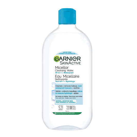 Garnier Micellar Cleansing Water, All-in-One Cleanser and Waterproof Makeup Remover, Cleanses and Soothes, For Face, Lips & Eyes, For All Skin Types, 700ml