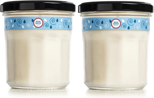 MRS. MEYER'S CLEAN DAY Soy Aromatherapy Candle, 35 Hour Burn Time, Made with Soy Wax and Essential Oils, Rain Water, 7.2 oz - Pack of 2
