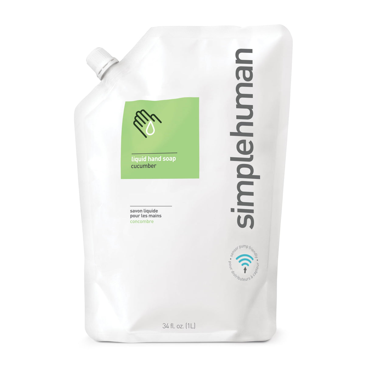 simplehuman Spring Water Moisturizing Liquid Hand Soap Refill Pouch, 1 Liter / 34 Fl. Oz