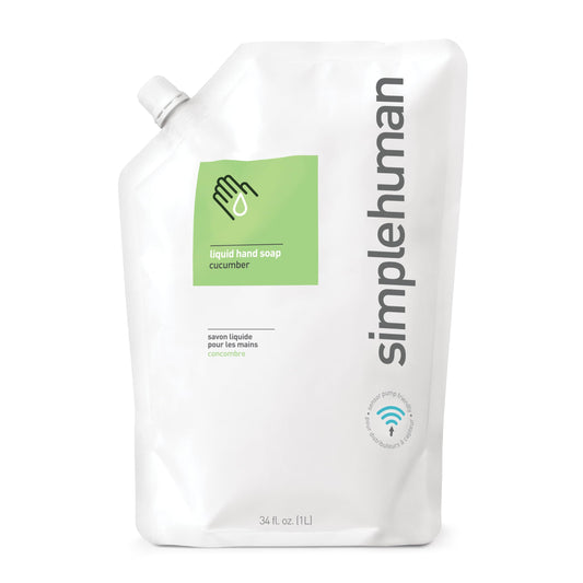 simplehuman Spring Water Moisturizing Liquid Hand Soap Refill Pouch, 1 Liter / 34 Fl. Oz
