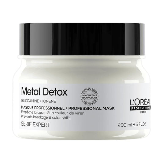 L'Oréal Professionnel Metal Detox Hair Mask for Color Treated, Dry, Damaged Hair, Anti-Metal, Serie Expert, Clarifying, Detoxifying, Prolongs Color, Adds Softness - 250ml
