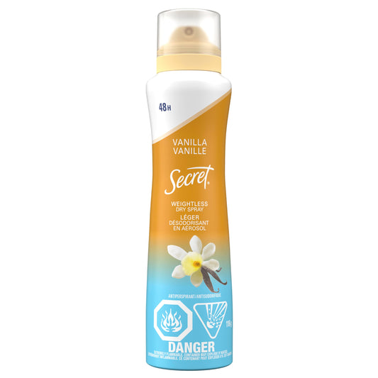 Secret Dry Spray Antiperspirant Deodorant, Vanilla and Argan Oil, 116g
