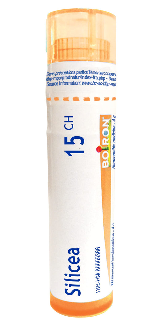 Boiron Silicea 15ch,Homeopathic medicine. Each tube contains 4 g (approximately 80 pellets)