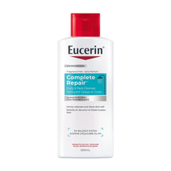 Eucerin Complete Repair Body and Face Cleanser for Dry Skin, Fragrance Free and Soap Free Body Wash, 500 mL