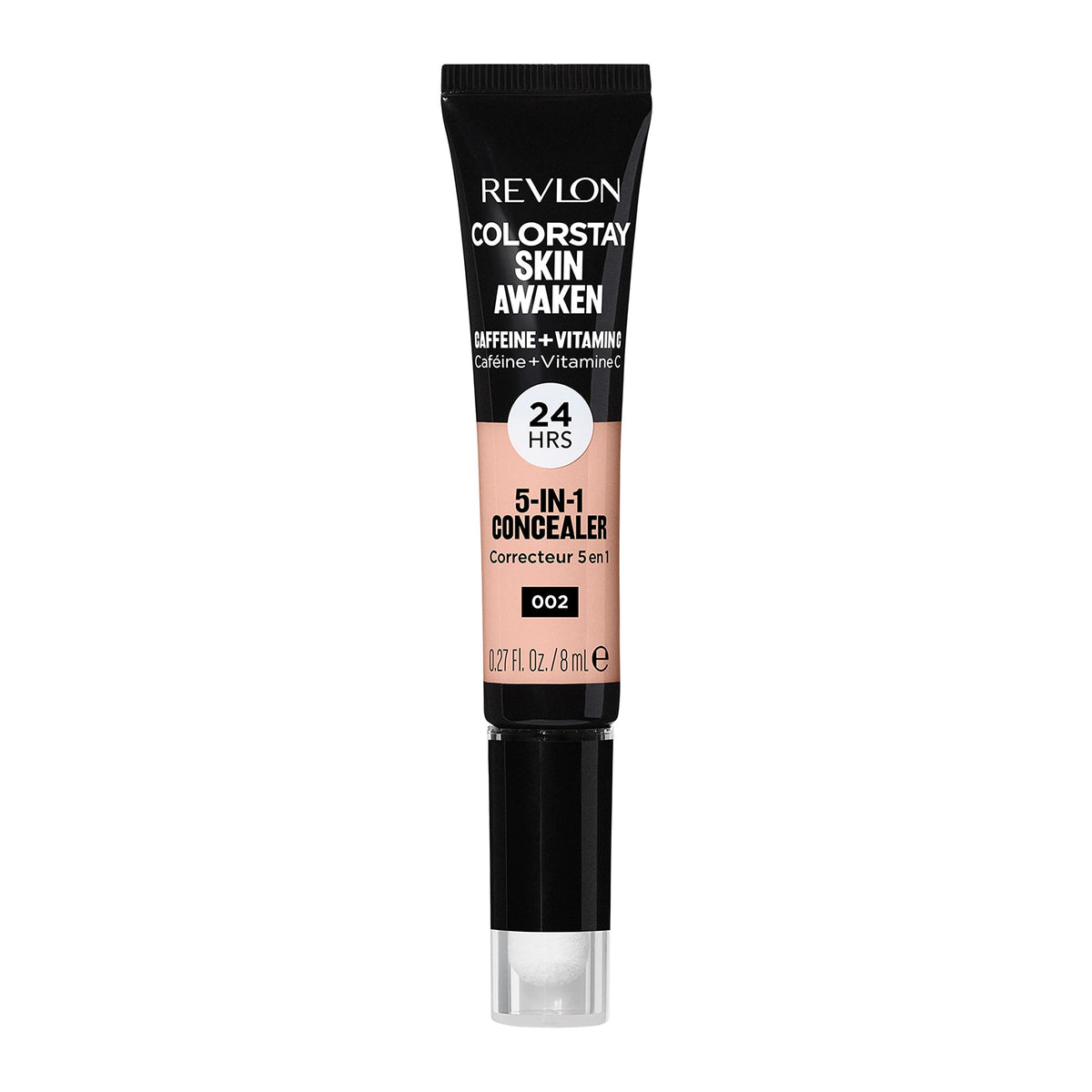 Revlon ColorStay Skin Awaken 5-in-1 Concealer, Lightweight, Creamy Longlasting Face Makeup with Caffeine & Vitamin C, For Imperfections, Dark Circles & Redness, 002 Universal Brightener, 0.27 fl oz/ 8ml