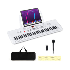 61 Key Electric Portable Digital Keyboard Piano for Beginner-White