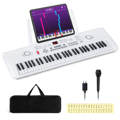 61 Key Electric Portable Digital Keyboard Piano for Beginner-White