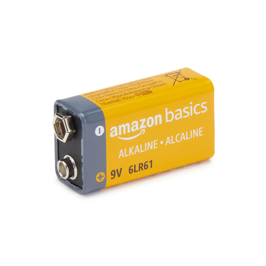 Amazon Basics 4-Pack 9 Volt Alkaline Everyday Batteries for Smoke Detectors, Long Lasting 5-Year Shelf Life, 4 Pack