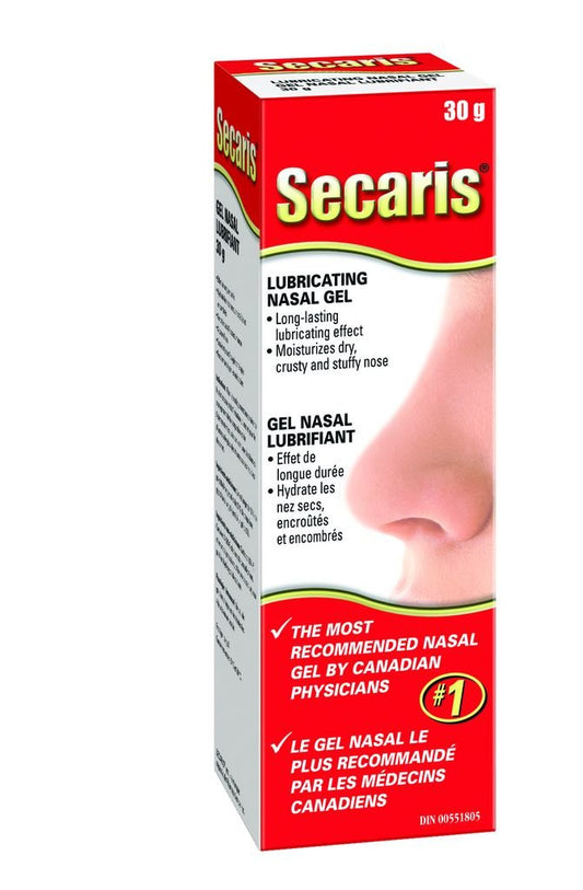 Secaris Lubricating Nasal Gel 30g - Long Lasting Relief from Dry, Irritated, Crusty Nose - Moisturizing, Soothing & Hydrating Gel Nasal Lubricant