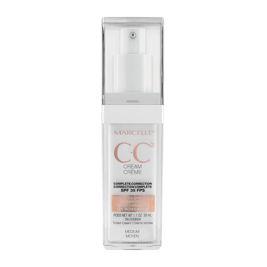 Marcelle CC Cream SPF 35, Medium, Complete Correction, Tinted Moisturizer, Non-Comedogenic, Perfume-Free, Paraben-Free, Oil-Free, Hypoallergenic, Cruelty-Free, 30 mL