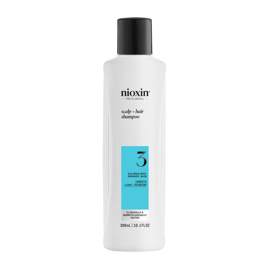 Nioxin System 3 Scalp + Hair Shampoo - Hair Thickening Shampoo For Damaged Hair with Light Thinning, 10.1 fl oz (Packaging May Vary)