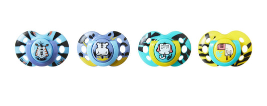 Tommee Tippee Fun Style Pacifiers, Symmetrical Design, BPA-Free Silicone Binkies, 6-18 months, Pack of 4 Pacifiers