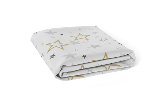 Kushies Baby 100% Breathable Cotton Percale Baby Crib Sheet, Fully Elasticized - Made in Canada 28" x 52" Multi Golden Star