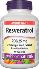 Webber Naturals Resveratrol with Grape Seed Extract, 90 Capsules, Antioxidant Support