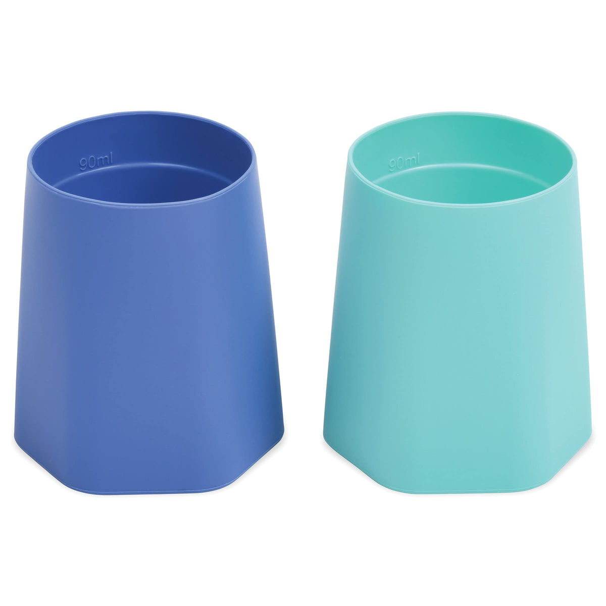 Tiny Twinkle Training Cup 2 Pack - Silicone Cups for Independent Drinking for Baby and Toddler, Baby Led Weaning Supplies Soft Open Cup for Baby (Blue, Mint)
