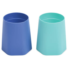 Tiny Twinkle Training Cup 2 Pack - Silicone Cups for Independent Drinking for Baby and Toddler, Baby Led Weaning Supplies Soft Open Cup for Baby (Blue, Mint)