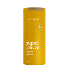 ATTITUDE Plastic-Free Deodorant, Made in Canada, EWG Verified, Aluminum Free, Vegan Naturally Sourced Body Deodorants for Women & Men, Dermatologically Tested, Lemon Leaves, 85 grams