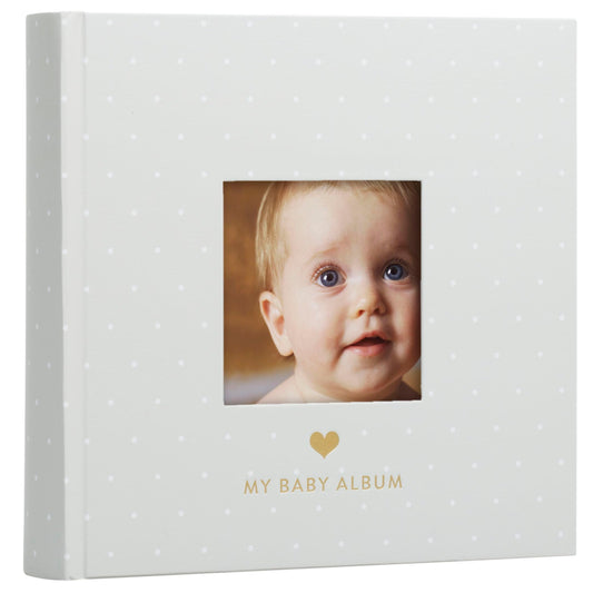 Pearhead Pearhead Baby Photo Album, Gray/White Polka Dots