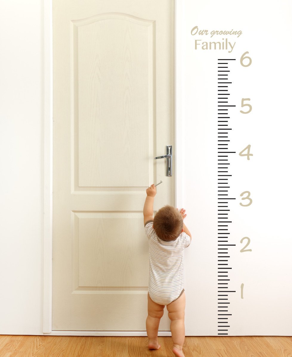 Giant Vinyl Growth Chart Kit | Kids DIY Height Wall Ruler Large Measuring Tape Sticker Number Decal Sticker (Beige, 73x23 inches)