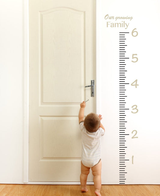 Giant Vinyl Growth Chart Kit | Kids DIY Height Wall Ruler Large Measuring Tape Sticker Number Decal Sticker (Beige, 73x23 inches)