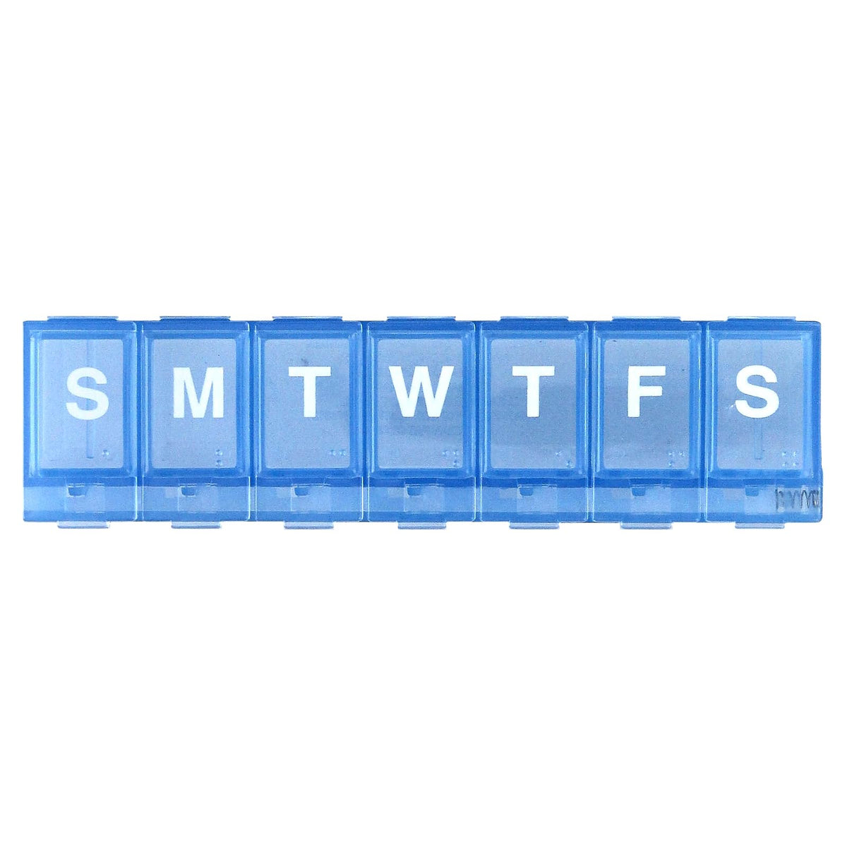 EZY DOSE Weekly (7-Day) Pill Planner, Medicine Case, Vitamin Organizer Box, Small Locking Compartments to Secure Prescription Medication and Prevent Accidental Spilling, Blue