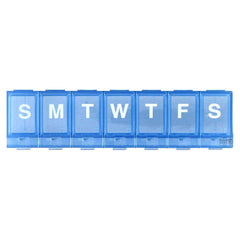 EZY DOSE Weekly (7-Day) Pill Planner, Medicine Case, Vitamin Organizer Box, Small Locking Compartments to Secure Prescription Medication and Prevent Accidental Spilling, Blue