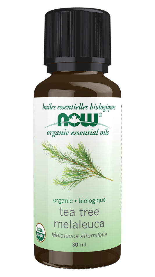 NOW Essential Oils, Organic Tea Tree Oil, Cleansing Aromatherapy Scent, Steam Distilled, 100% Pure, Vegan, Child Resistant Cap 30ml
