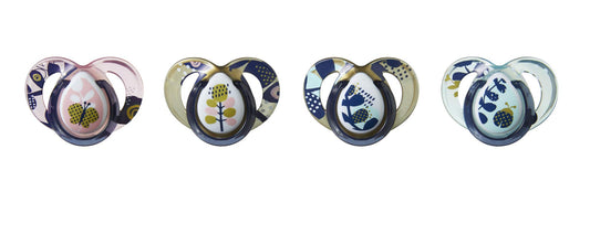 Tommee Tippee Moda Pacifiers, Symmetrical Design, BPA-Free Silicone Binkies, 6-18 months, Pack of 4 Pacifiers
