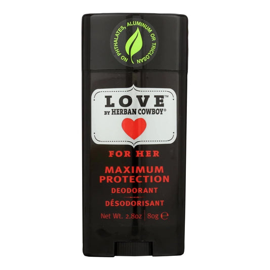 Herban Cowboy Maximum Protection Deodorant, Love, 2.8 Ounce