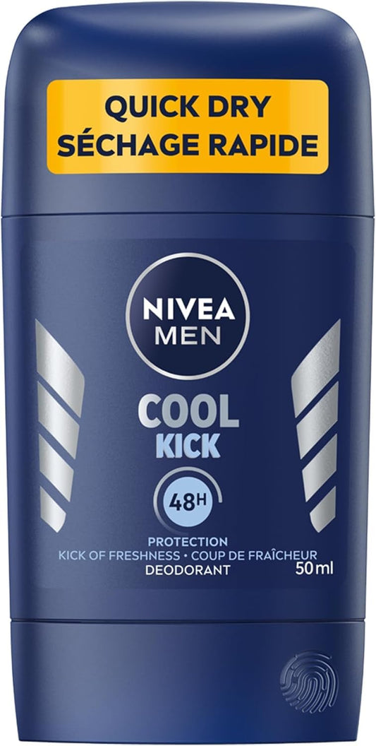 NIVEA Men Cool Kick Deodorant Stick | Men’s Deodorant | 48H Deodorant for Odor and Sweat Protection | Suitable for all skin types | Dermatologically Tested, 50 mL