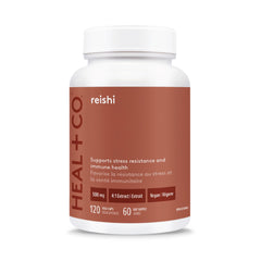 HEAL + CO. Reishi – High Potency 4:1 Extract with 4,000 mg per Serving– Adaptogen for Stress Relief & Immune Defense – 120 Vegan Capsules