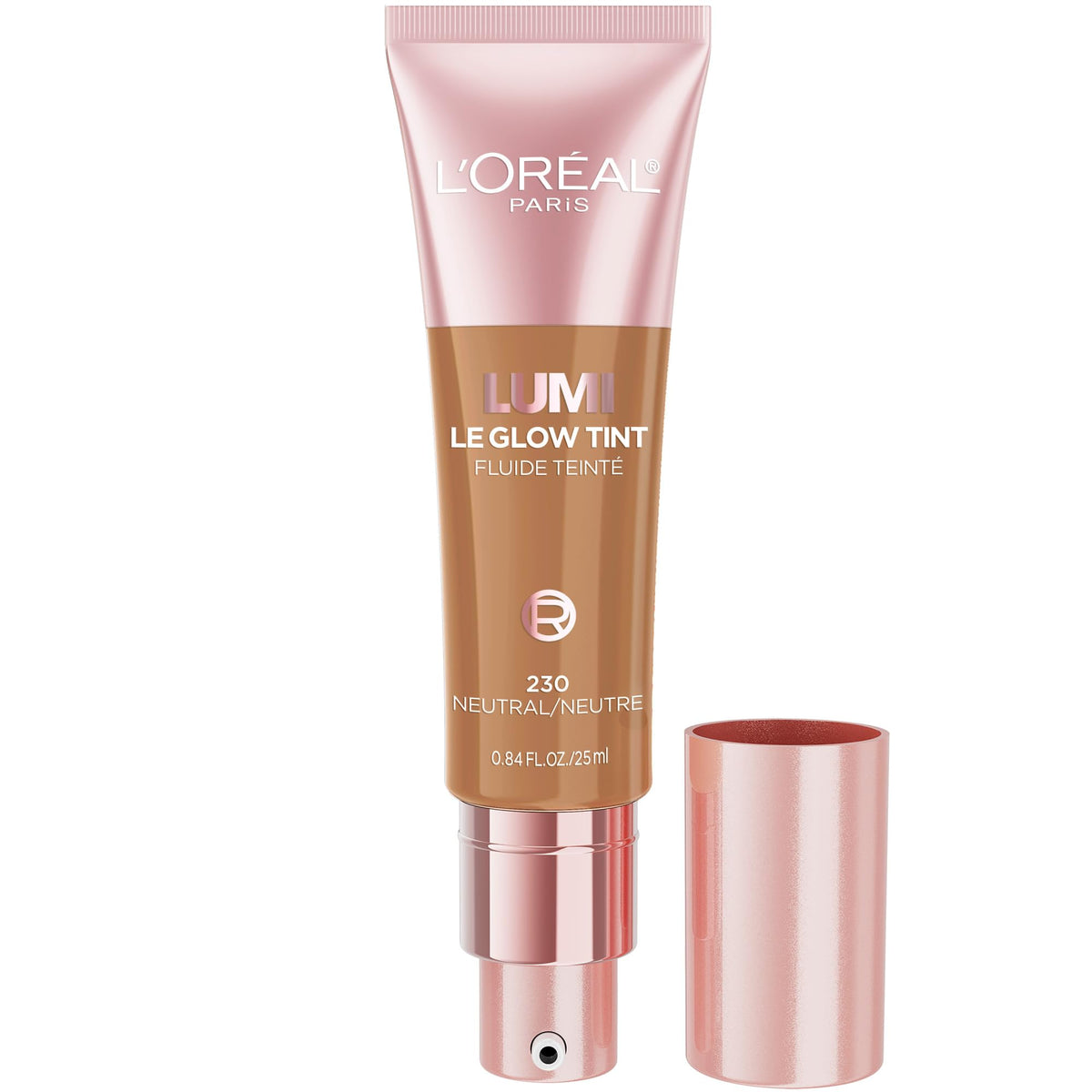 L'Oréal Paris Lumi Le Glow Tint, Glowy Skin Tint Foundation, Lightweight Buildable Coverage, Water-Based Formula, Medium Neutral 230, 25 ml