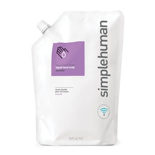 simplehuman Lavender Moisturizing Liquid Hand Soap Refill Pouch, 1 Liter / 34 Fl. Oz.