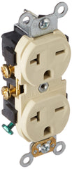 Leviton Narrow Body Duplex Receptacle 20 Amp, 250 Volt, Straight Blade, Commercial Grade, Self Grounding, 5822-I, Ivory