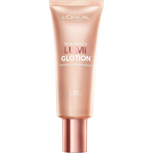 L’Oréal Paris True Match Lumi Glotion Natural Glow Enhancer for Face & Body, Instantly Hydrates and Illuminates Skin, Sheer Color Tint, Offers a Sunkissed Glow, 903 Medium, 40 mL