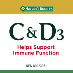 NATURE'S BOUNTY Vitamins C & D3, Supports Immune Function, Provides Antioxidants, Supports Development & Maintenance Of Bones, Cartilage, Teeth & Gums, Helps Metabolize Nutrients, Softgels, 157.1 g